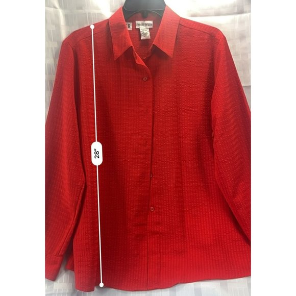 Apparenza women long sleeve shirt, color red, size L, button down - Picture 4 of 11